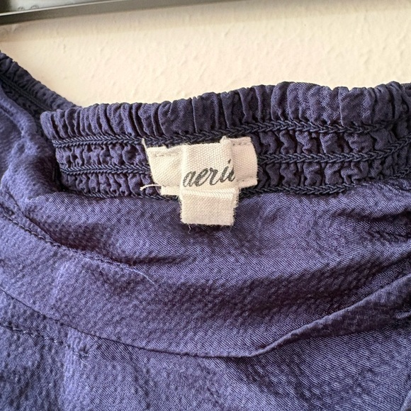 aerie Navy Smocked Waist Textured Skirt - Picture 2 of 3